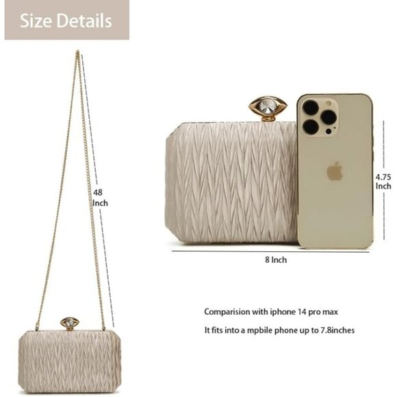 ❤️ Women Satin Evening Clutch Purse Handbags Crossbody Hardcase for Party Prom - Picture 6 of 7